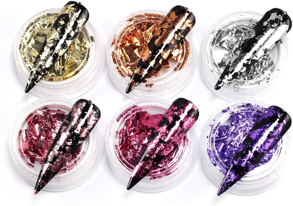 Foil Nail Art Ultra Thin Foil Design Nail Art Equipment DIY for Nail Decoration 6 Boxes/Set (Color A)