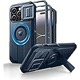 Dexnor for iPhone 14 Pro Case with Slide Camera Cover & Adjustable Kickstand & Built-in Screen Protector, Magnetic Rugged Shockproof Bumper Cases Heavy-Duty Magnetic Protective Cover,Navy Blue