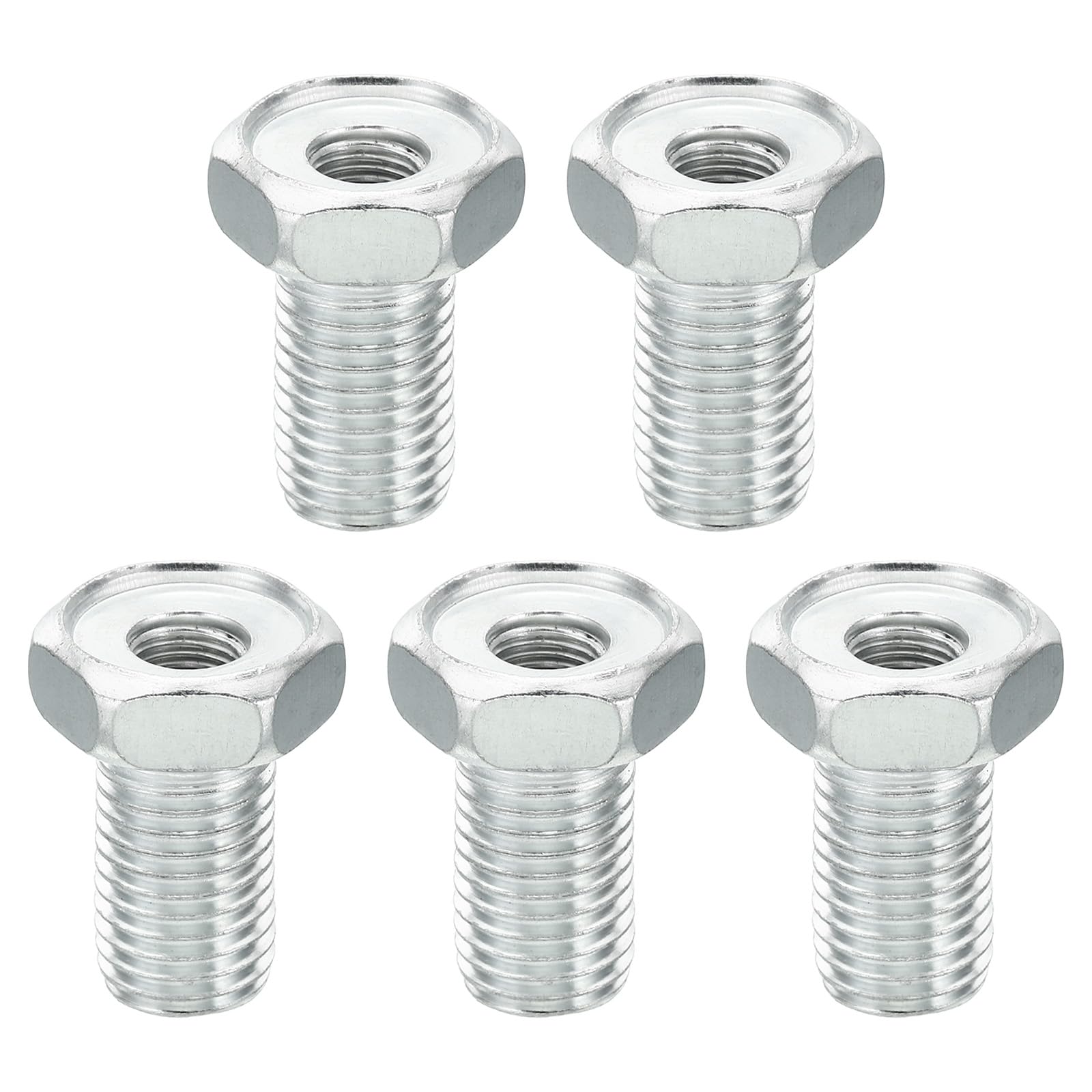 PATIKIL M16x2 to M10x1 Hex Thread Reducing Connector, 5 Pack Hollow Bolt Reducing Nut Screw Sleeve Through Hole Fasteners Adapter Reducer Hardware, 35mm