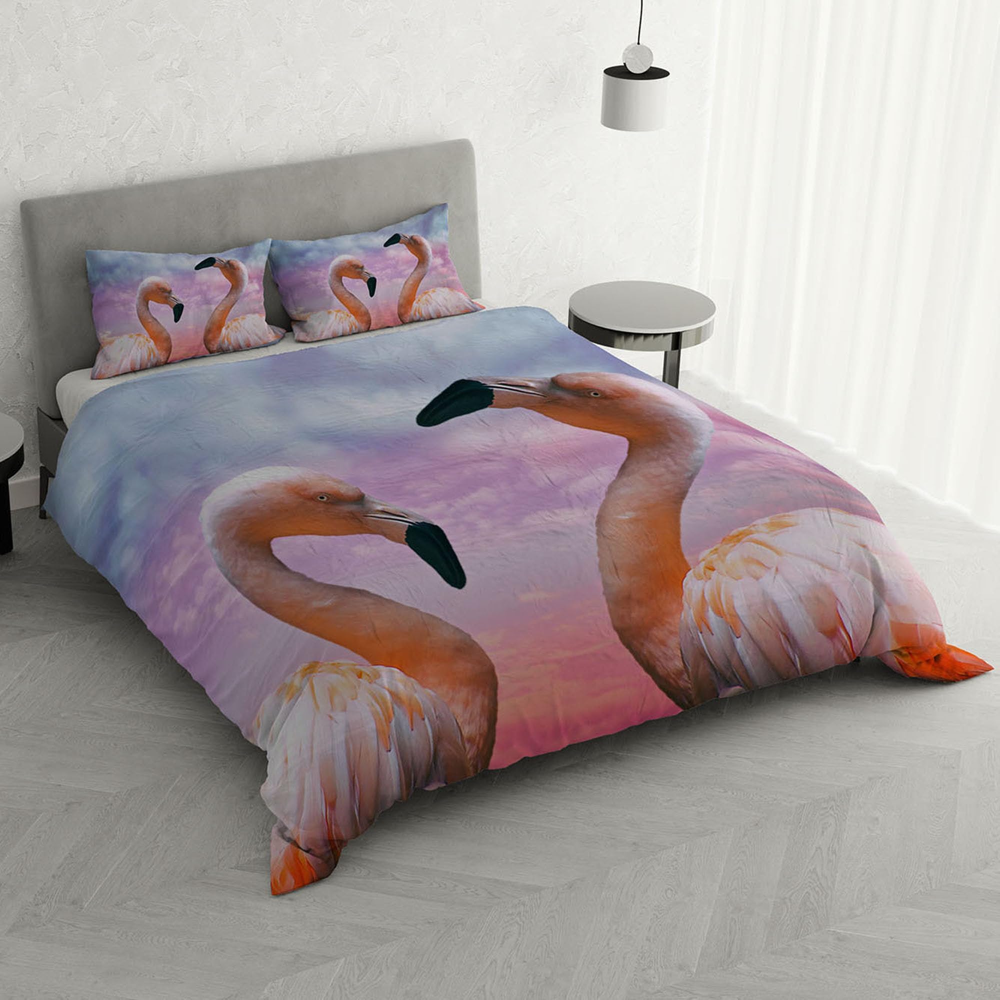 Italian Bed Linen MB HOME ITALY, Goodnight Duvet Cover Set, Flamingo, Double