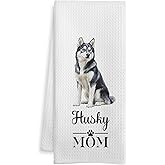 WOTYPU Husky Mom Gifts Kitchen Towels, Gifts for Husky Lovers Dish Tea Towels, Dog Mom Owner Gift Decorative Hand Towel for Bathroom, 16x24 Inch