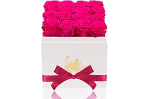 Perfectione Roses Luxury Preserved Roses in a Box, Hot Pink Real Roses That Last 2 to 3 Years Birthday Mothers Day Valentines Day Gifts for Her