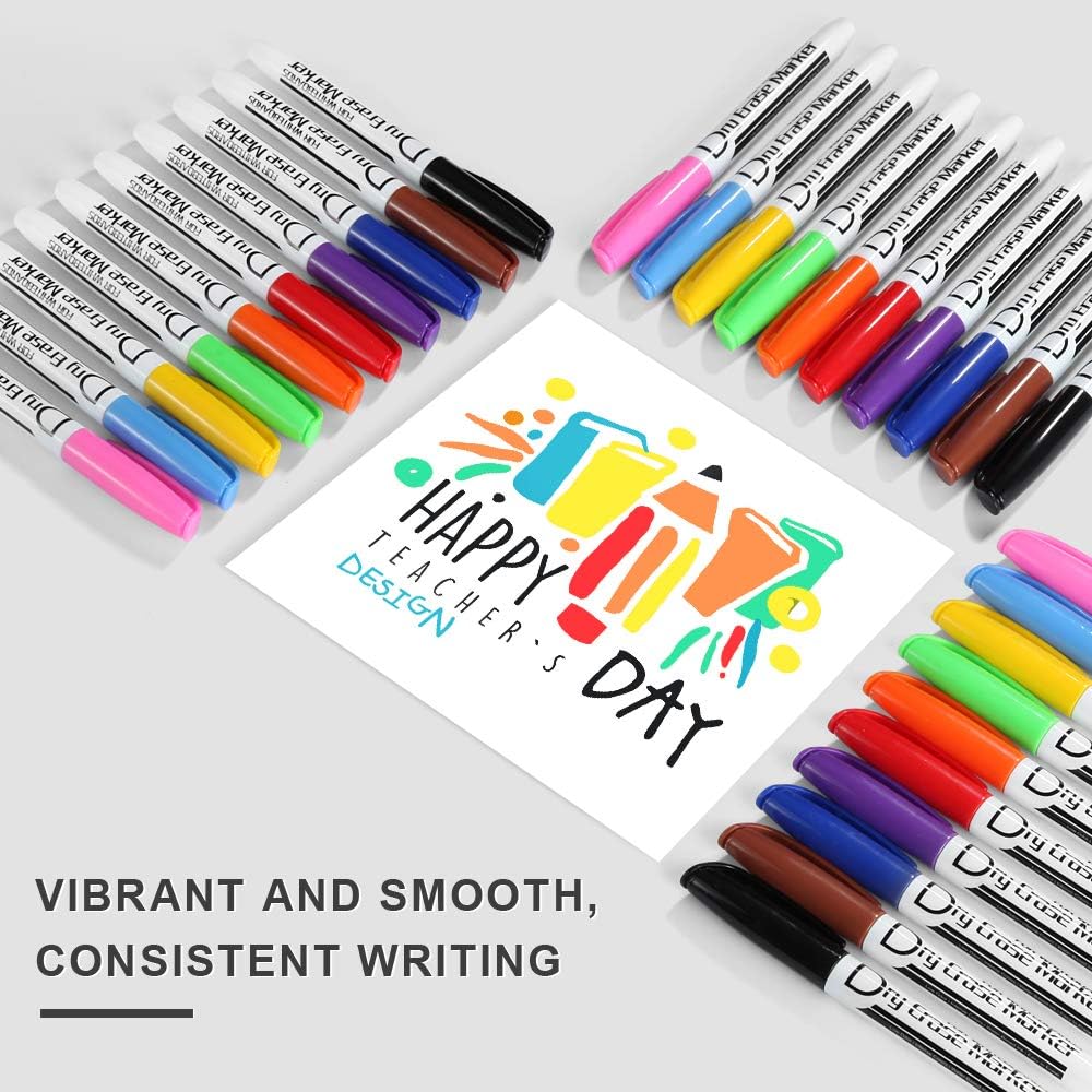 Volcanics Whiteboard Pens White Board Markers Dry Wipe Pens for Whiteboard No toxic Fine tip Thin Box Pack of 60,10 colors - Image 3