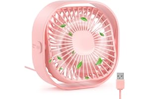 RJVW 4 Inch Small USB Desk Fan, 3-Speed Portable & 360°Rotatable Mini Cooling Fan, USB-Powered Desktop Fan for Home Office Bedroom Dorm Indoor Outdoor Summer Gift