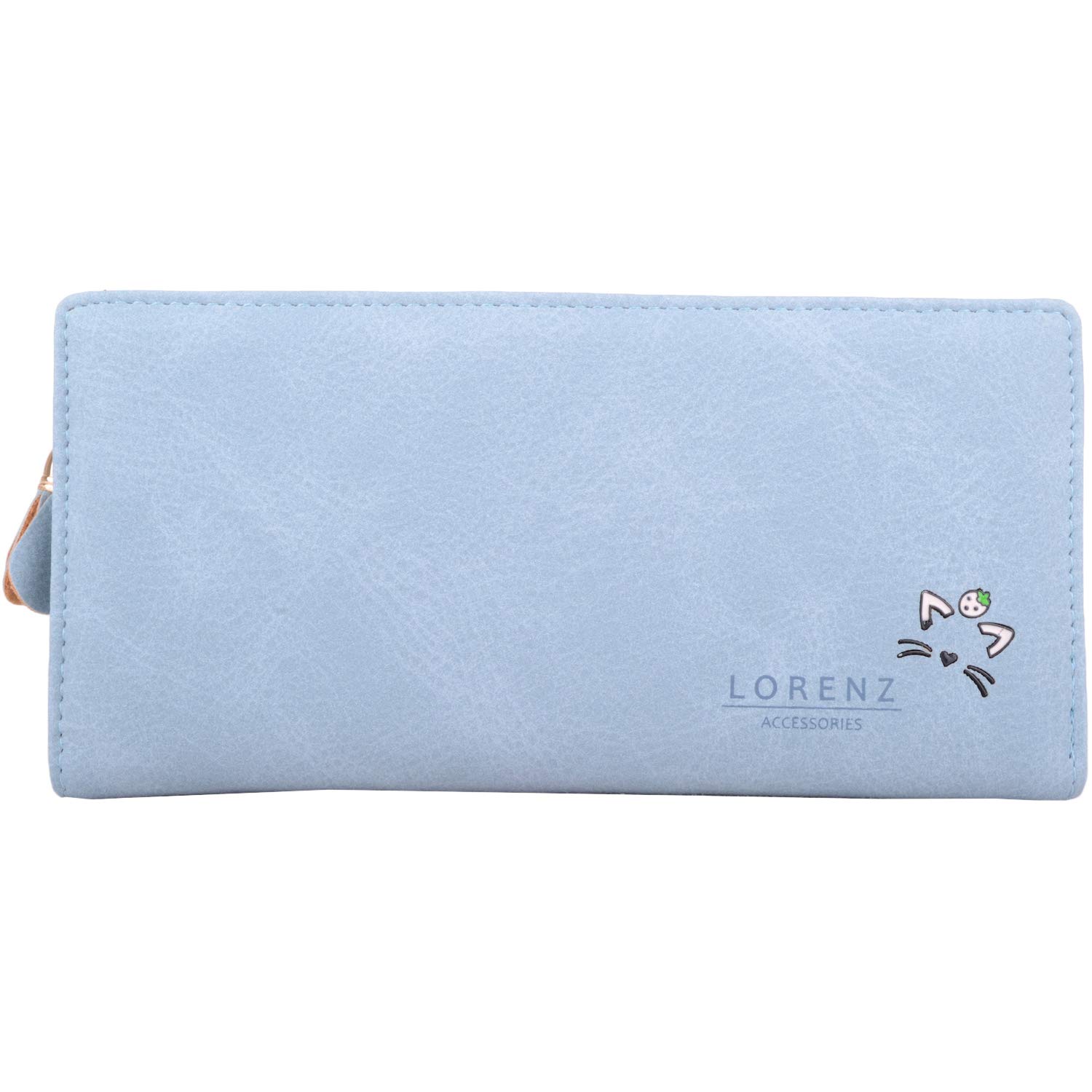 Womens Large Faux Leather RFID Coin/Money/Credit Card Holder/Purse - Light Blue