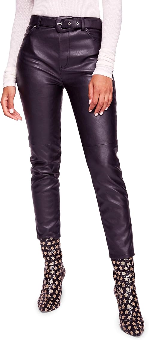 Free People Womens Faux Leather Skinny Pants Black 24 at Amazon Women's  Clothing store