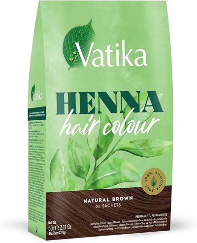 Vatika Naturals Henna Natural Brown Hair Colour 60g 6 x 10g Sachets