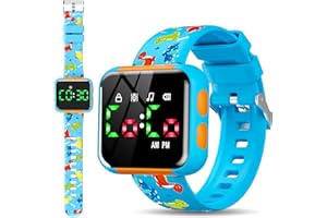 Etuwoe Potty Training Watch for Kids: Water Resistant Potty Watches for Toddler Boys Adjustable Volume Rechargeable Toilet Reminder Dinosaur Toddler Watch Birthday Gifts for 2 3 4 Year Old Boy(Blue)