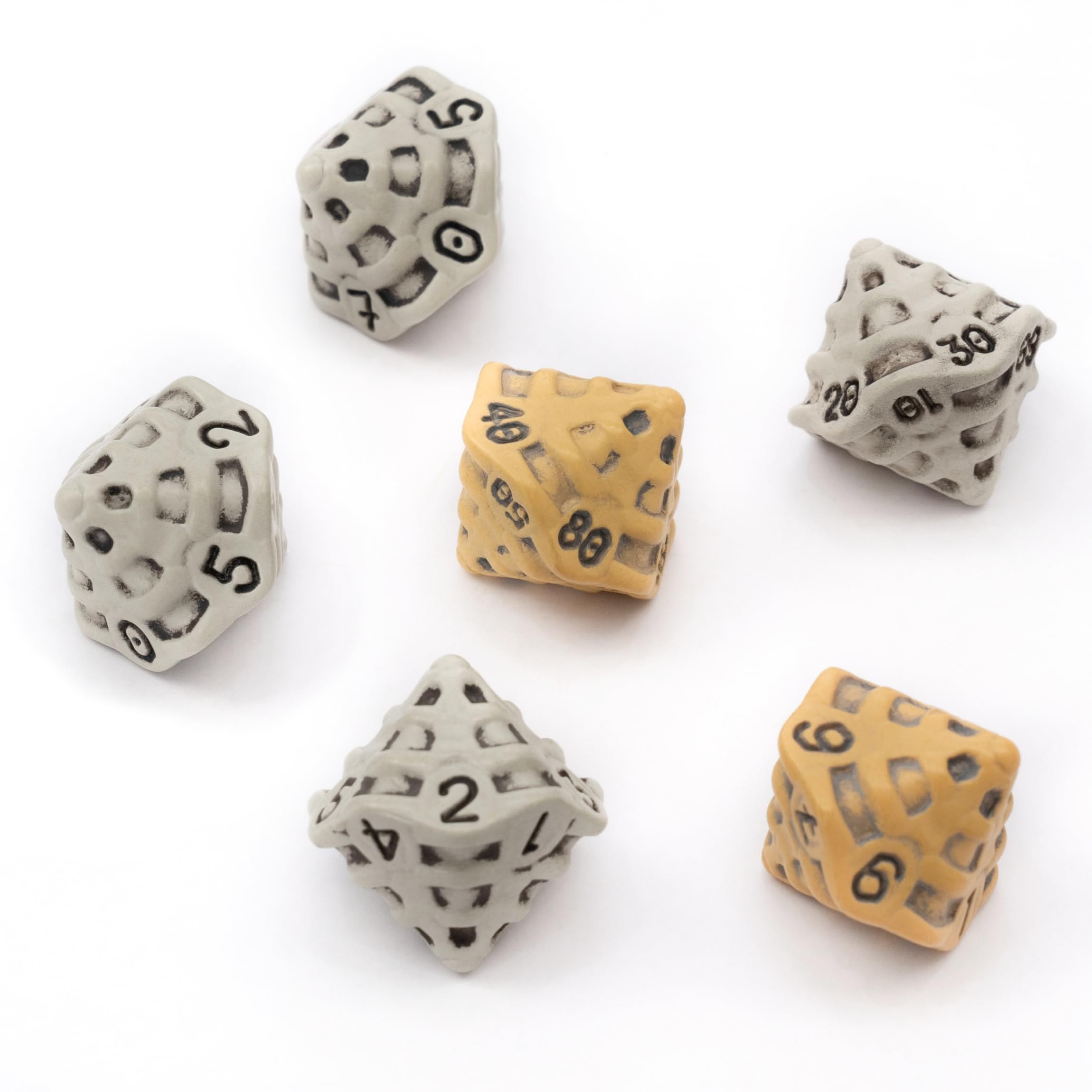 D10 & %D10 Dice Set - Set of Six 10 Sided Dice - Four D10 & Two %D10 (D100) Skull & Bone Themed RPG Dice. Cool & Unique Gift for Dungeons & Dragons (DND), Warhammer, D&D, Pathfinder, D and D (Mixed)