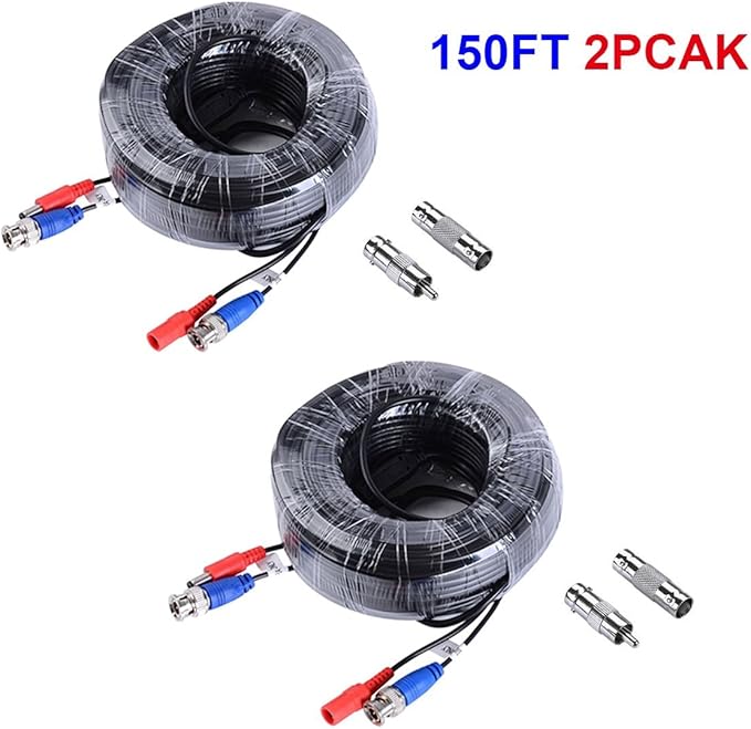 JZTEK 2 Pack 150ft Video Power Security Camera Extension