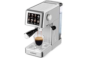 CUSIMAX Espresso Machine 20Bar Compact Coffee Machine with Powerful Steam Wand for Latte & Cappuccino, Stainless Steel Espresso Maker with 34oz Remevable Water Tank