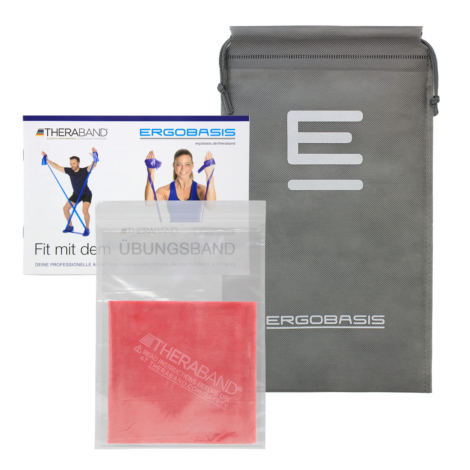 Original Thera-Band 2.5 m + Free 24-Page Exercise Book, Rot / Mittelstark