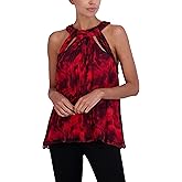 BCBGMAXAZRIA Women's Relaxed Sleeveless Blouse Halter Neck Cutout Top