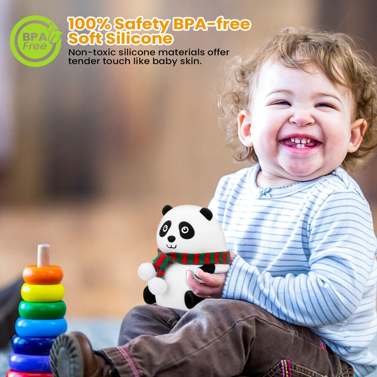 Robinet Sensibles De Controle Usb Rechargeable Declairage Solmore Panda Veilleuse Bebe Portable Multicolor Lampe De Panda En Silicone Veilleuse Enfant Panda Blanc Chaud Et 6 Couleurs Respiration Veilleuses Luminaires Eclairage