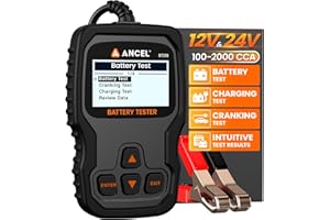 ANCEL BT310 Car Battery Tester 12V 24V, 100-2000 CCA Load Tester with Alternator, Ripple & Health Testing - Digital Auto Cran