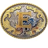 WMG Western Belt Buckle Initial Letters ABCDMRJ to Z Cowboy Belt Buckle, Rodeo Buckles for Men & Women