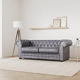 Sofas and More Astor Chesterfield Grey Faux Leather 3+2 Seater Sofa Suite view 2