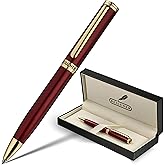 BEILUNER Red Lacquer Gel Pen With 24K Gold Finish, Retractable Pens, Gift Pen Set, Professional, Elegant, Writing, Executive, Office, Nice Fancy Designer, Perfect for Men and Women