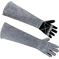 MOUTCLMB Long Welding Gloves 23.6 Inches 932℉,Heat/Fire Resistant Leather For Mig, Tig, Stick, Forge, BBQ, Grill, Fireplace