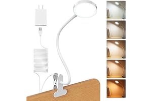 LiFMIRA Bed Lamp Clip on Light 8W 66 LED Reading Light for Bed, 5 Colors 10 Brightness Dimmable, Eye Caring Metal Reading Lamp, Clip lamp for Bed Headboard Desk Home Office Dorm(White)