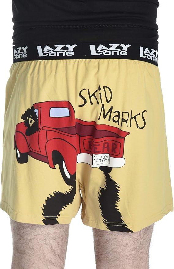 Lazy One Men's Skid Marks Comical Boxer Extra Large Khaki at Amazon Men