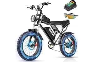 BOPZIN Electric Bike for Adult, 1000/1500W Motor 20 inch Fat Tire Ebike,Up to 30/33MPH & 50-70Miles,15/20AH Removable Battery, 7 Speed Gear Hydraulic Brakes Electric Motorcycle Bicycle