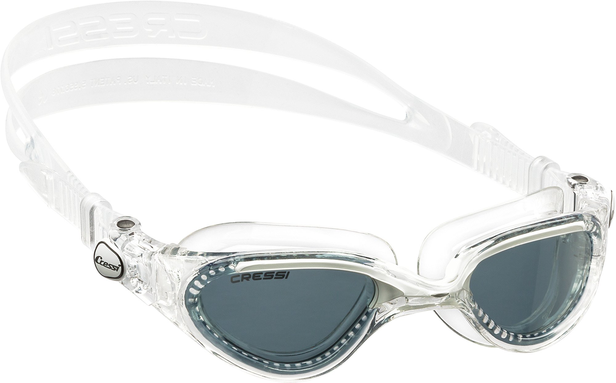 Cressi Man Flash Goggles - Separate Eyepiece Swimming Goggles with Fogproof, Scratchproof, Anti-UV Lenses, Clear/Frame Clear White - Tinted Lens, One Size