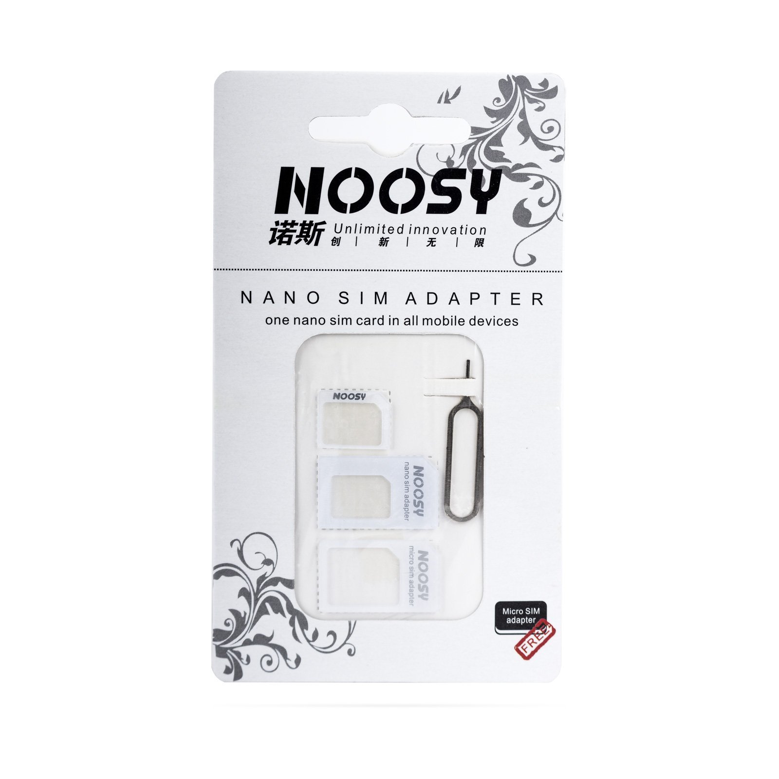 Noosy 4in1 Adapter and Sim Pin Nano-Sim Kit, 3 Piece