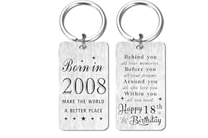 Gezxin Happy Birthday Keychain Gifts for Women Men- Personalized Steel Bday Keychain- Make The World A Better Place