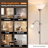 INMOZATA Mother and Child Floor Lamp Uplighter Dual Switch Silver 175cm view 8