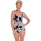 Maxine of Hollywood Womens Shirred Girl Leg One Piece Swimsuit