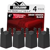 ZDDLOINP Bed Risers 4 Inch with Adjustable Screw Clamp,4 Pack Black | Fits 1.1 to 2.4 Inch Furniture Frame, Suit Square, Round and Straight Legs for Bed, Table, Couch, Desk, Supports to 5000 Lbs
