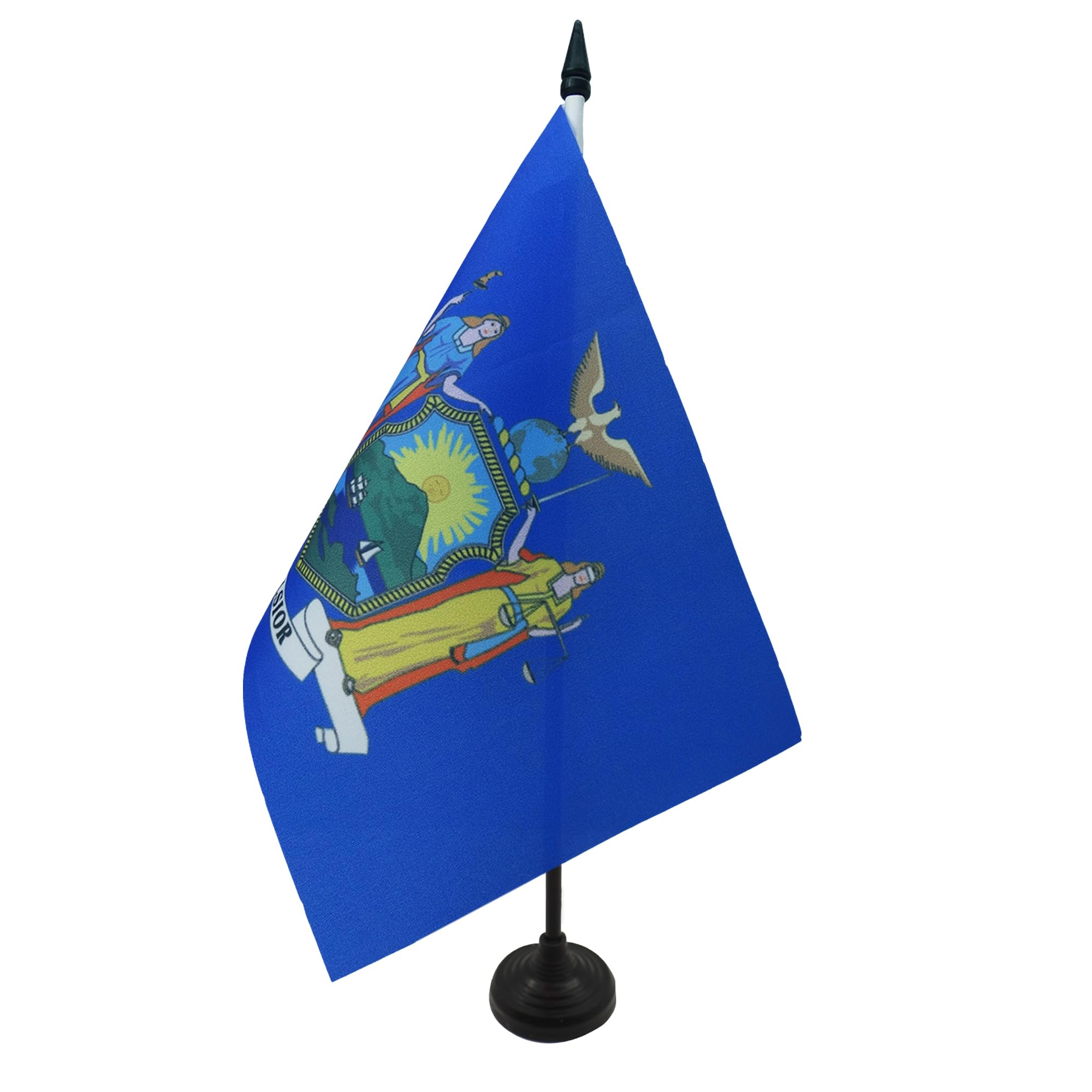 AZ FLAG New York Table Flag 5'' x 8'' - US state of New York Office Decoration 100% Polyester 21 x 14 cm - Mini Desk Flag with Pole and Black Plastic Base — image 1