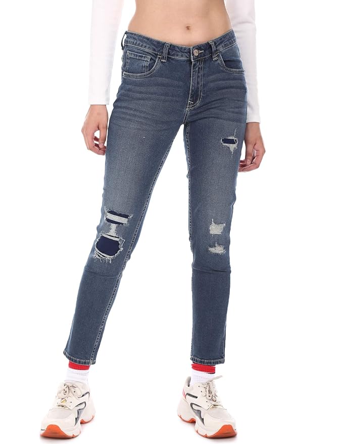 Buy US Polo Association Women's Skinny Fit Jeans (UWJN8170_Indigo_36) at Amazon.in