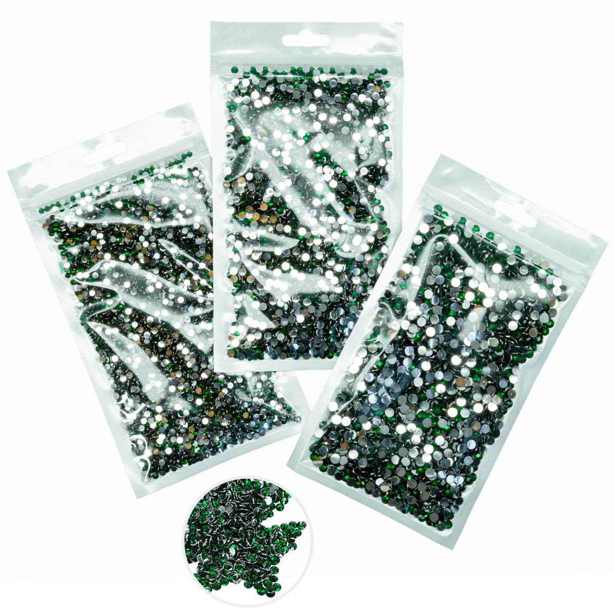 Photo 1 of 16000PCS Emerald Green Crystal Resin Rhinestones for Crafting Dark Green Flatback Stones 3mm 4mm 5mm Non-Hotfix Diamonds Crystals Gems Charms for Nails Face Eyes Makeup Tumblers Bottles Crafts Clothes