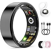 UniJethro Smart Ring for Women & Men, Health Tracker Ring with Heart Rate, Blood Oxygen,Blood Pressure, IP68 Waterproof Fitness Ring, Sleep Tracker for iPhone and Android, No APP Fee (Black, 9#)