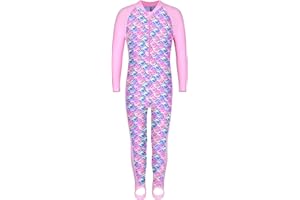 TFJH E 1PCS Girls Long Sleeve Swimsuit UPF 50+ Rashguard Zipper Footed