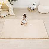 PAPAMAT 1.3" Thick Baby Floor Play Mat 71x79, Basic Padded Foam Mat for Tummy Time Crawling, Non Slip Cushioned for Babies Toddlers Infants Kids (Beige)