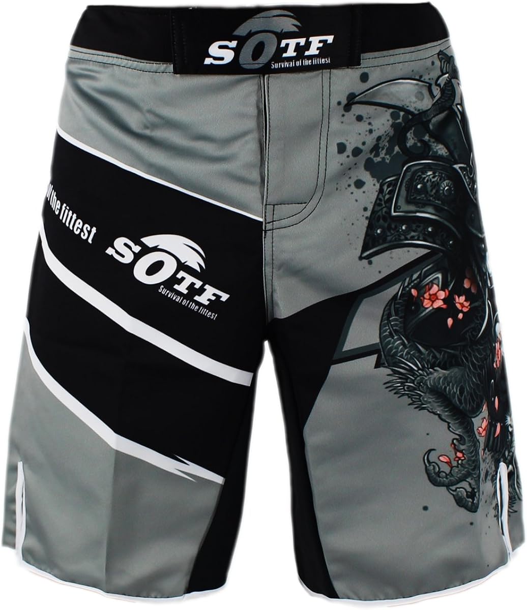SOTF Men's Gray Sports Pants Muay Thai Boxing Shorts MMA Shorts: Clothing