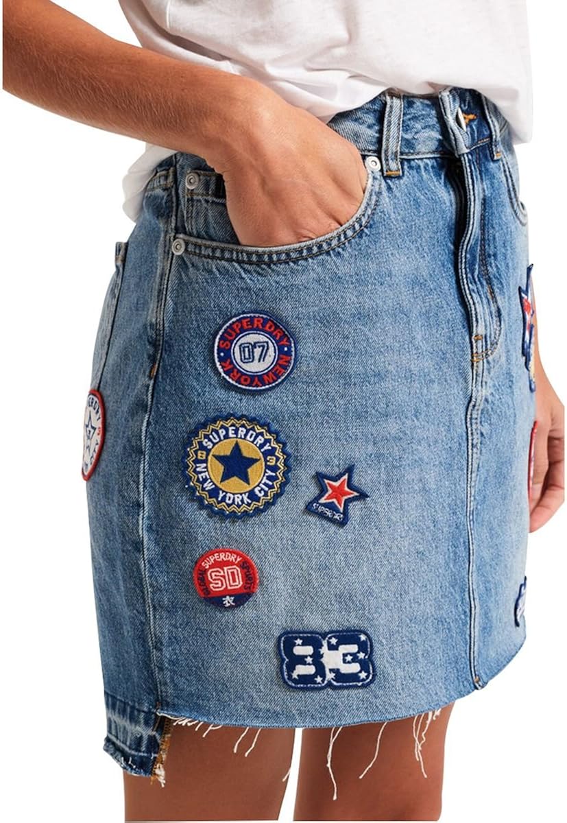Vetements Femme Jupes Superdry G701kq Denim Blue Jupe Mini