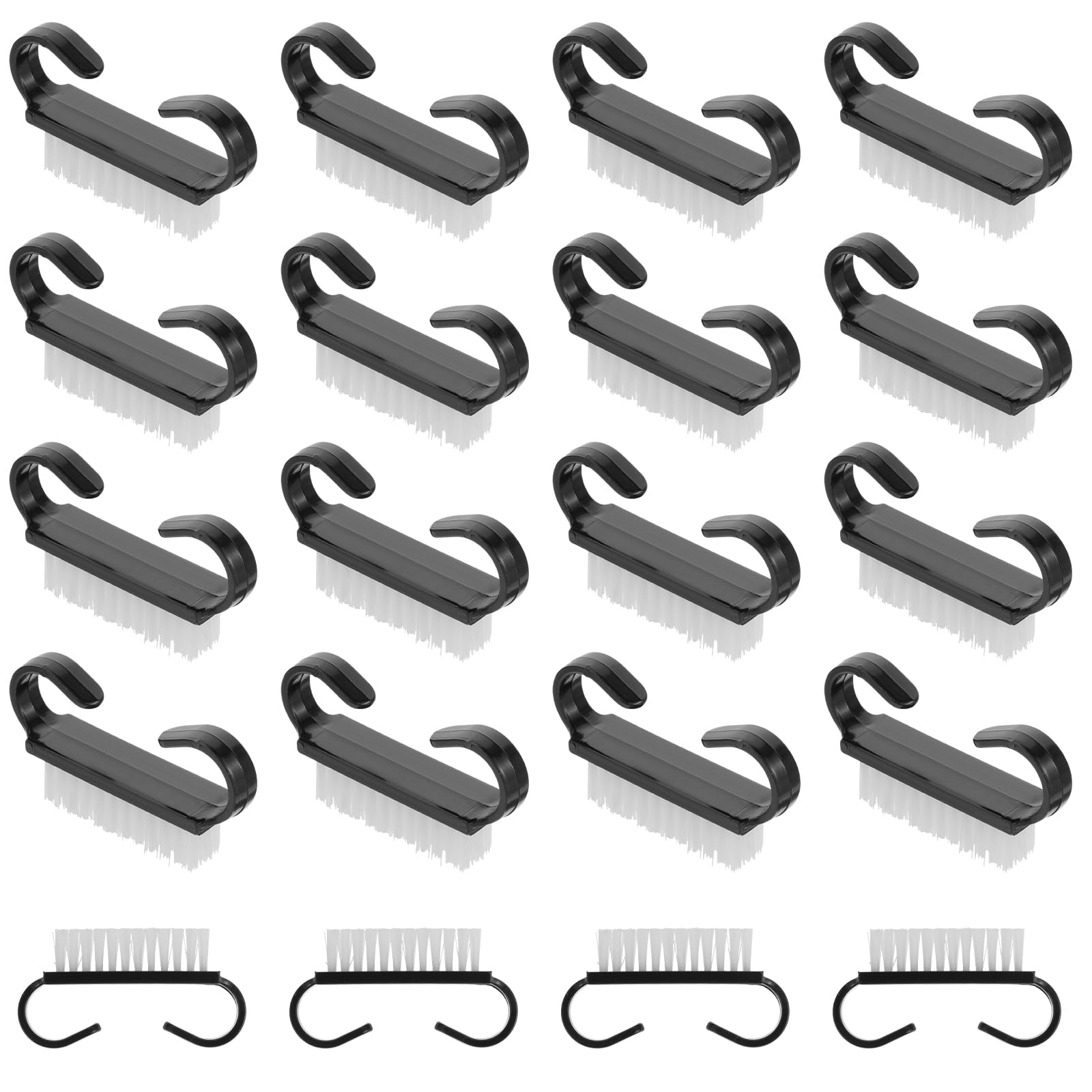 20 PCS Small Nail Brush for Cleaning Fingernails, Nylon Nail Cleaning Brush, Nail Scrubber Brush, Handle Grip Nail Brush Fingernail Brush Nail Dust Cleaner Tools for Toes and Nails, Black