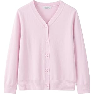 Yekaty Girls Cardigan Sweaters Long Sleeve V-Neck Knit Button School Outfit