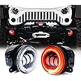 Xprite Fog Lights w/Red Halo Ring Angle Eye DRL, 4 Inch Foglights Compatible with 07-18 Jeep Wrangler JK, 60W LED Front Bumpe