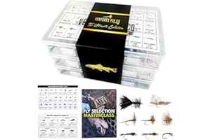 Ventures Fly Co. | 200 Premium Hand Tied Fly Fishing Flies Assortment | Three Fly Boxes Included | Dry, Wet, Nymphs, Streamers, Wooly Buggers, Terrestrials | Trout, Bass Lure Set, Kit