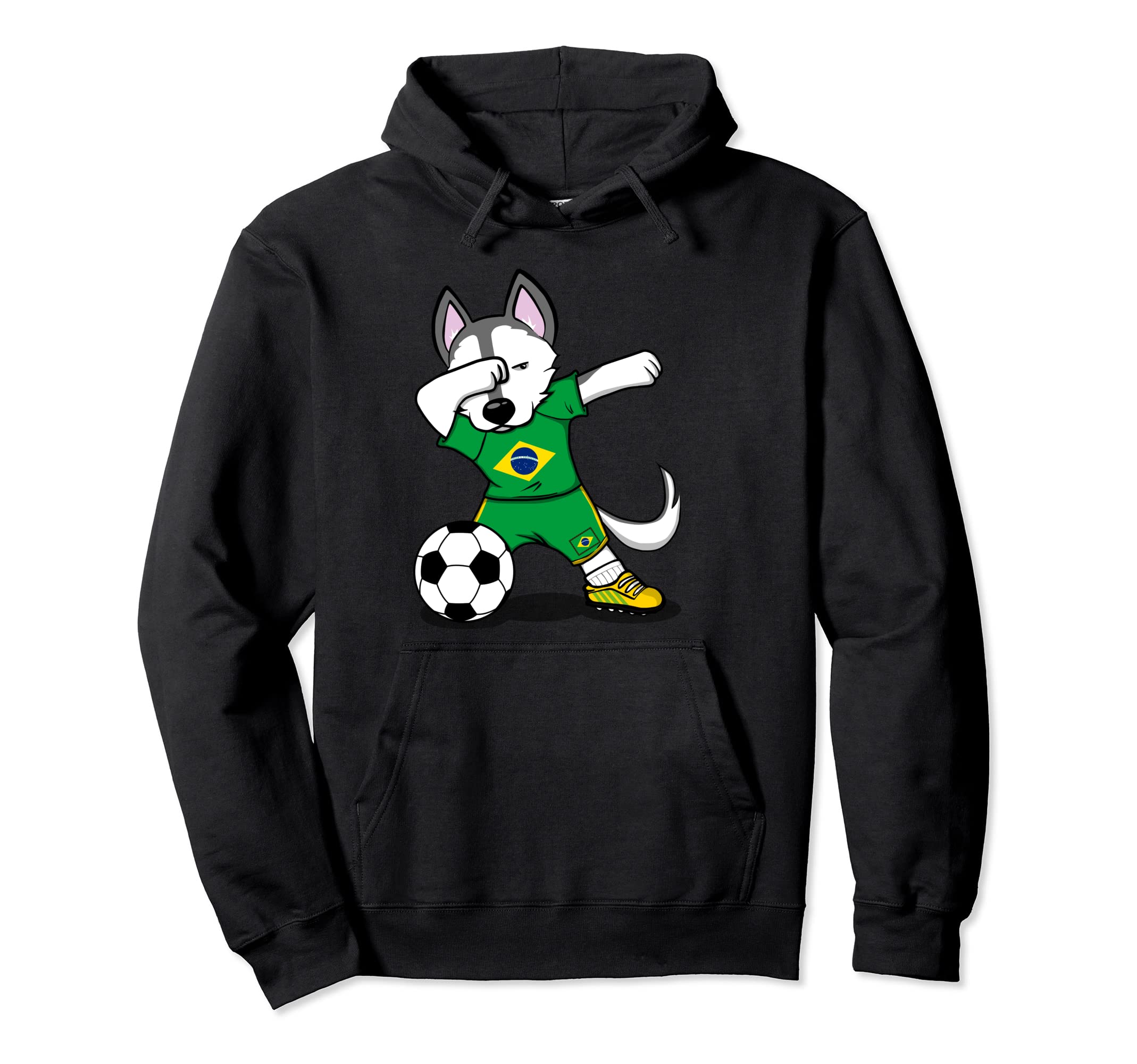 Dabbing Husky Brazil Football Fans Jersey Brazilian Soccer Pullover Hoodie