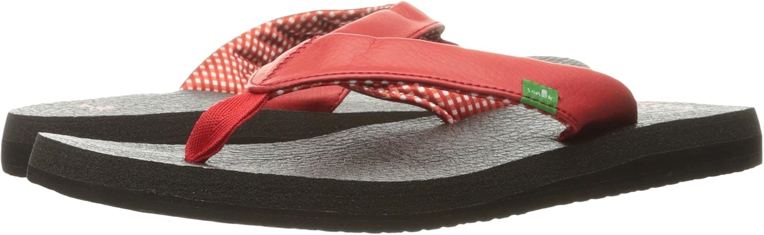 red sanuk flip flops