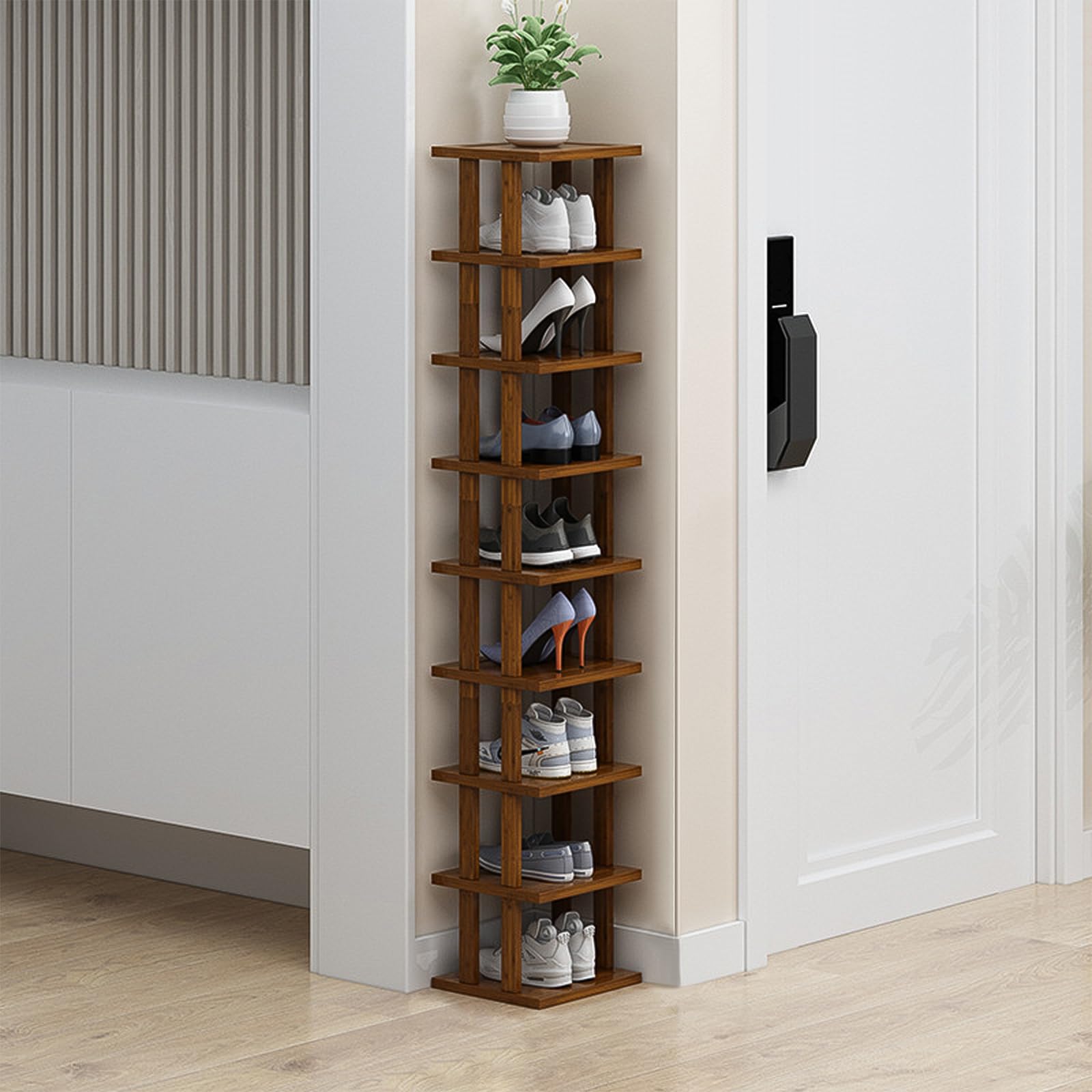 Yuhtech Narrow Shoe Rack, 9-Tier Tall Shoe Rack, slim shoe storage, Stackable Shoe Organizer for Living Room Entryway Hallway and Cloakroom