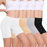 HBselect Cotton Boxer Shorts Underwear Boy Shorts Panties Anti Chafing Yoga Bike Shorts 4 Pack (Regular & Plus Size)