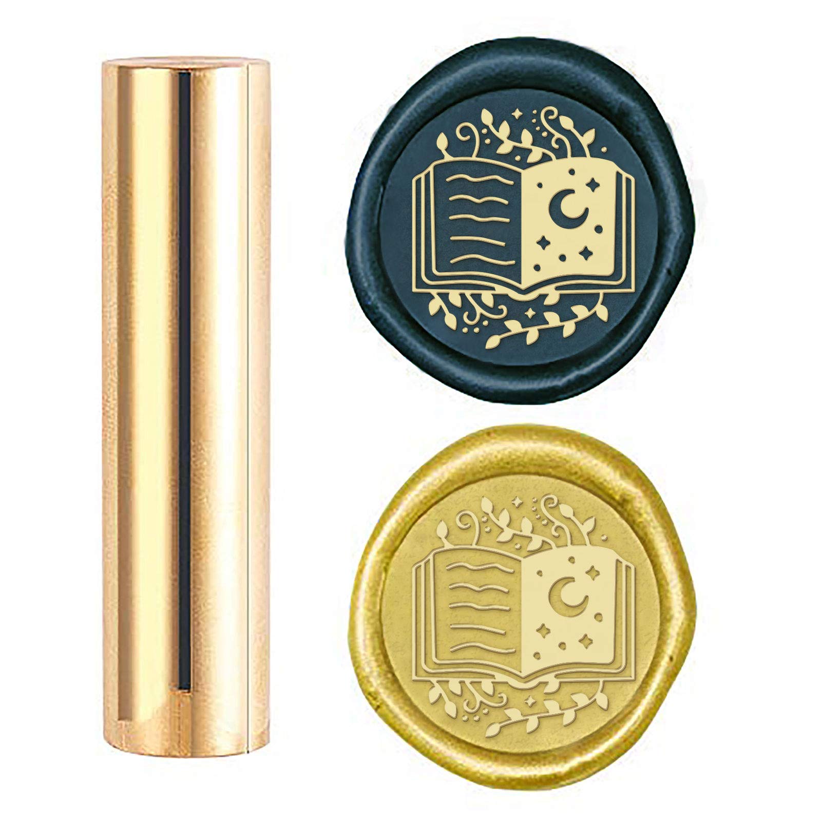 CRASPIRE Wax Seal Stamp Book, Sealing Wax Stamps Moon Mini Brass Stamp Gun Wax Seal 15mm for Envelope Invitation Wedding Embellishment Bottle Decoration Gift Card