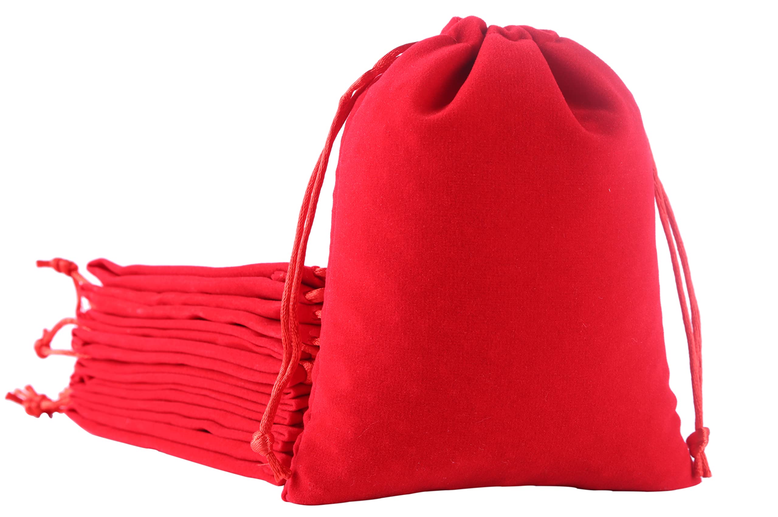 Photo 1 of Sansam Small Velvet Gift Bags with Drawstring, 20pcs 4.0x4.8 Inch Red Drawstring Velvet Cloth Jewelry Pouches